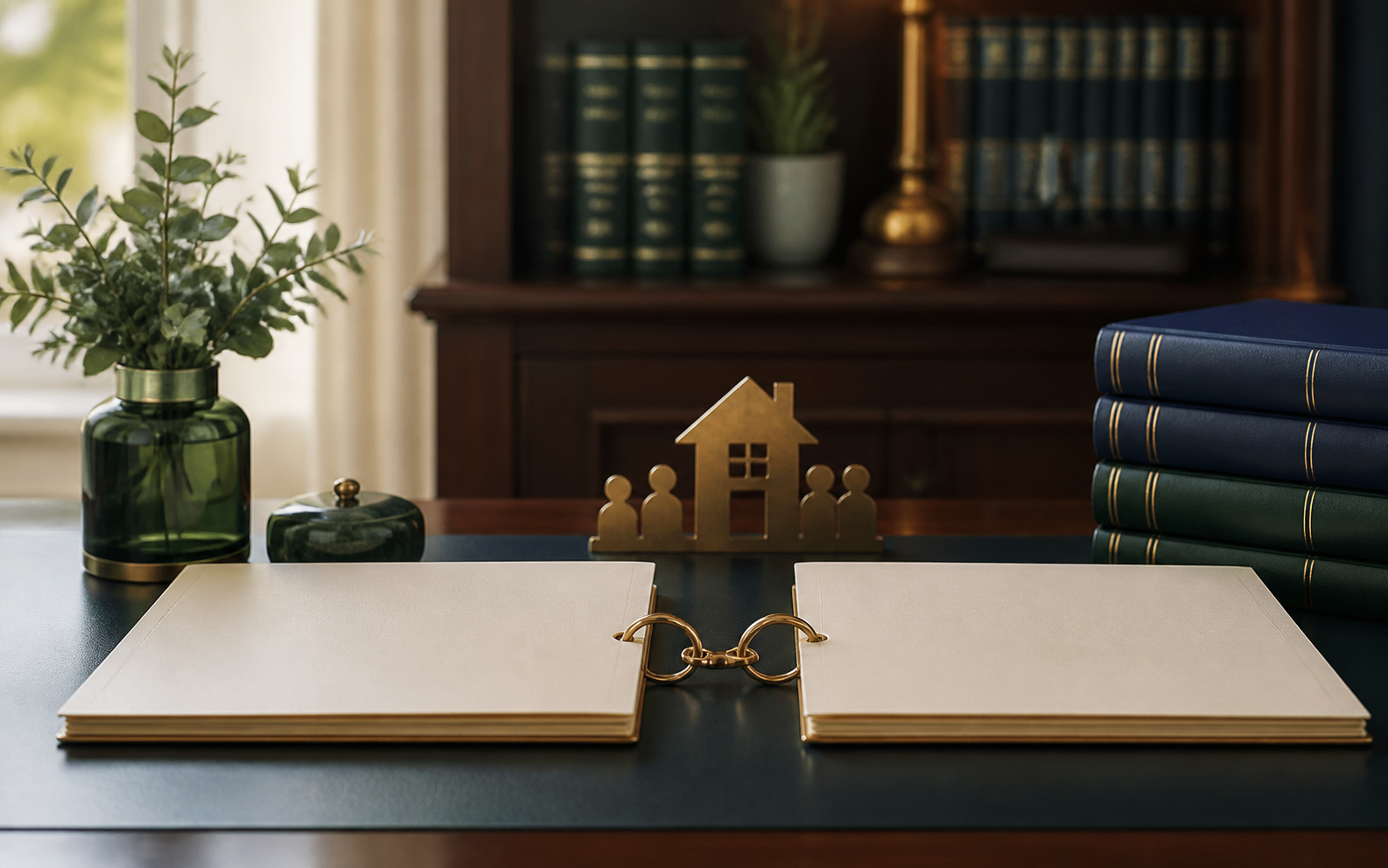 Family law folders and home symbol